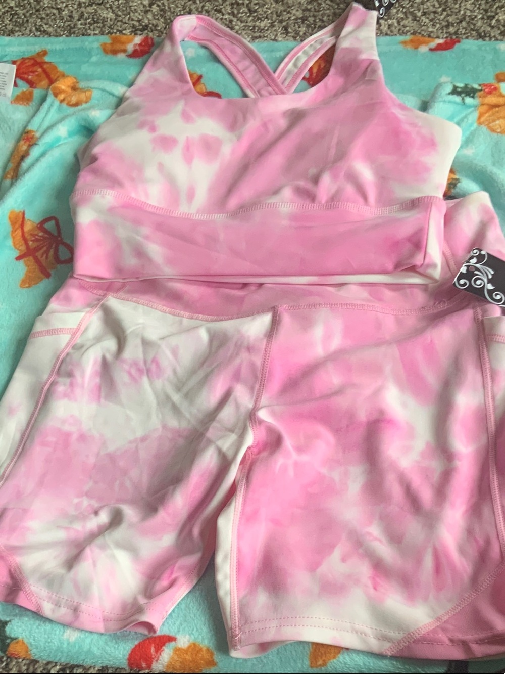 Glyder Pink and White Tie-Dye Sports Bra